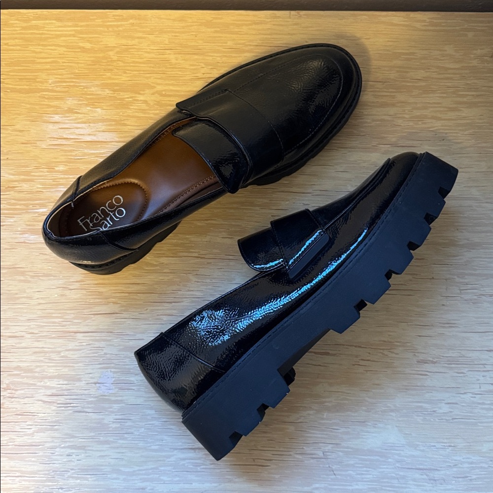 Franco Sarto Glossy Black Loafers